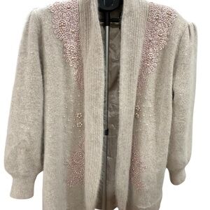 Elegant Beige Embroidered Women's Sweater